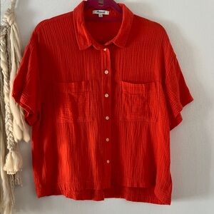 Madewell Bright Orange Button-Down Shirt